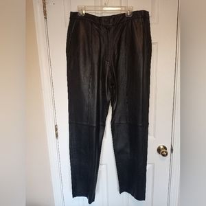 100% Black Leather Pants Size 18
